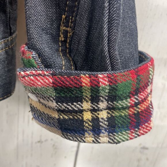 Coldwater Creek Plaid Lined Denim Jacket Womens S Preppy Classic Fall Layering - Picture 8 of 12
